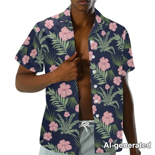 Image of Hawaii Matching Couple Outfits Husband and Wife Clothing Fashionable Mens Casual Shirts Hawaii Dress with Soft Fabric