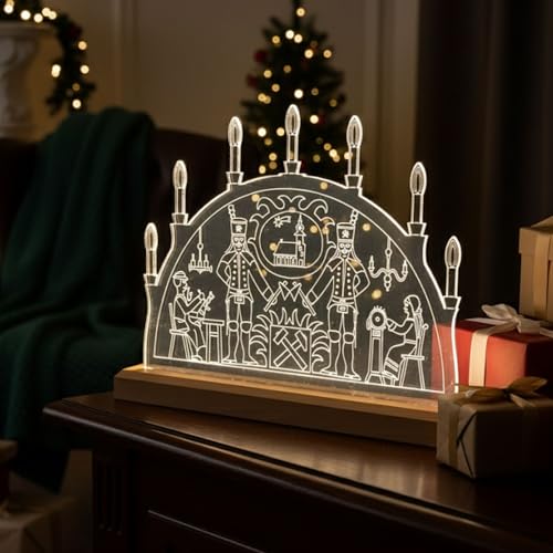 Plastard beleuchteter Lichterbogen Erzgebirgisches Motiv auf 36 x 28 x...