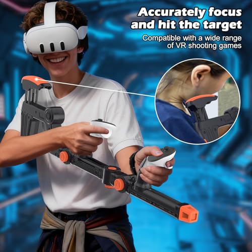 Image of VR Gunstock Compatible with Meta Quest 2 /3 /3S /Pro, Shoulder Straps Adjustable FPS Gaming Controller Accessories Quick Magnetic Attachment Cheek Pad Immersive VR Stock Rifle Gameplay (Black)