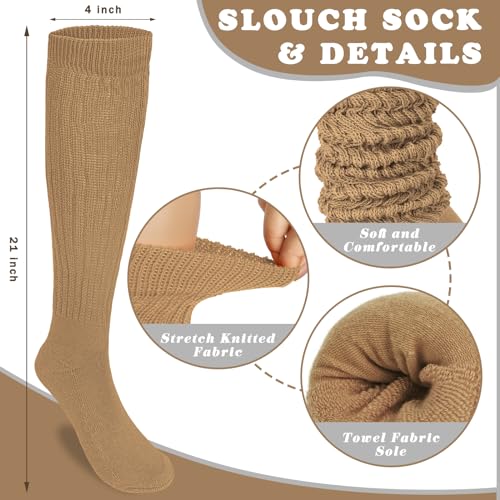 Justay 4 Pairs Slouchy Socks for Women, Scrunch Boot Long Knee High Knit Tube Athletic Slouch Socks for Woman (9-11)2