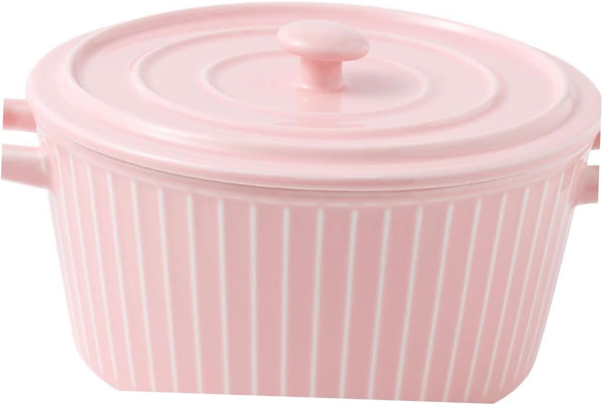 Zerodeko Ceramic Noodle Bowl Lid Insulated Salad Soup Bowl Double Handle Ware Pasta Bowls