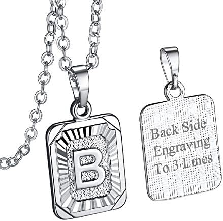 FOCALOOK Letter Pendant Necklace for Women Men Stainless Steel/Gold Plated Initials Jewellery Captial A-Z Alphabet Charm Adjustable Chain 20"+2"inches