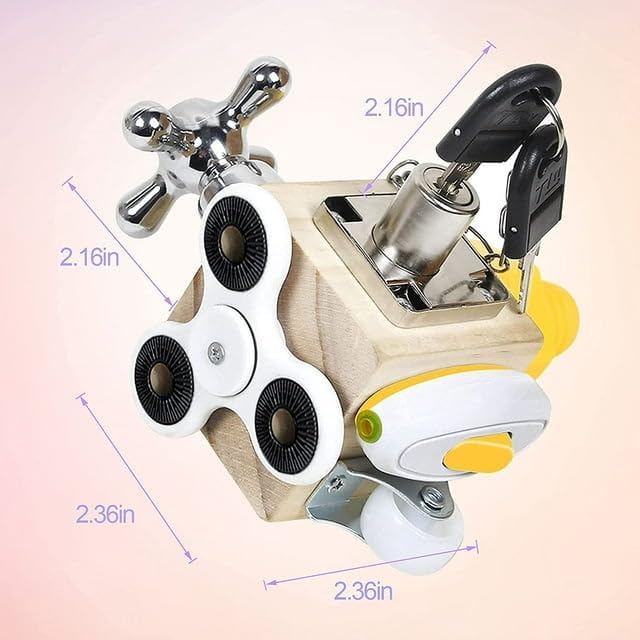 Image of Busy Cube for Kids Montessori Toy Sensory Busy Board Travel Toy for Toddlers (White)