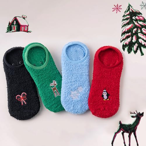 Image of 3Pairs Ankle Socks Low cut Pom Pom Fluffy Fuzzy Warm Winter Plush Slipper Socks For Women