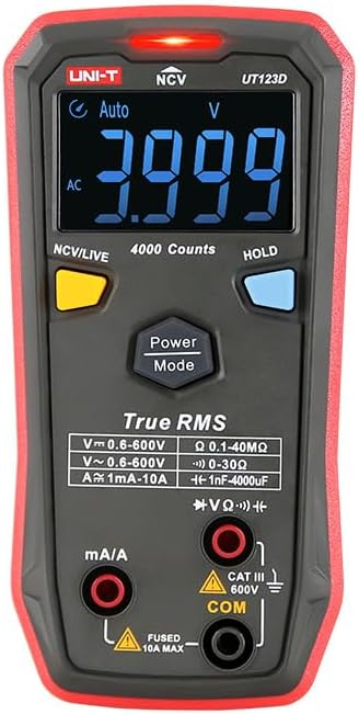 UNIT UT 123D Digital Multimeter TRMS automatically identify AC/DC voltage, resistance, diode, and continuity