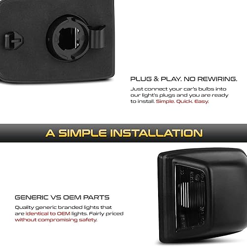 Miniatura 3 de VIPMOTOZ Lámpara de repuesto para placa de matrícula con bisel negro para parachoques trasero 2005-2006 compatible con camioneta Nissan Frontier,