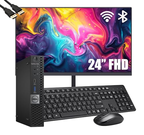 Image of Dell OptiPlex 7050 mini Desktop Computer PC with 24 inch FHD Monitor, Intel Core i5-6500, 16GB RAM, 256GB SSD, Wi-Fi, Bluetooth, Keyboard & Mouse, Windows 11 Pro (Renewed)