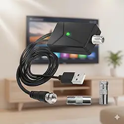 Amplificador de antena de TV digital de alta definição de 30 dB – transparente, baixo ruído, alimentado por USB, ideal para Smart TVs e TV a cabo, uso interno, tensão operacional de 5 V, sem