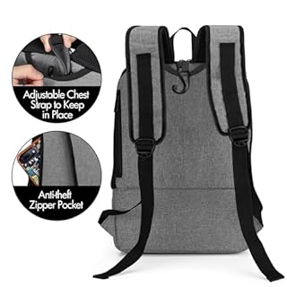 CURMIO Portable Oxygen Concentrators Backpack, POC Travel Carrying Bag with Mesh Panels for Breathability, Compatible for Inogen, Oxygo, Caire Units, Gray, BAG ONLY