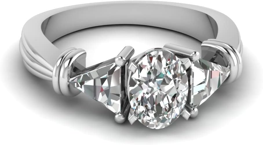 Choose Your Gemstone Trillion 3 Stone Diamond CZ Ring Sterling Silver Oval Shape 3 Stone Engagement Rings Matching Jewelry Wedding Jewelry Easy to Wear Gifts US Size 4 to 12