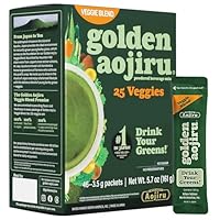 Golden Aojiru Green Superfood Pulver - Japanischer Gerstengrassaft mit 25+ Gemüse, Prebiotika & Enzymen - Glutenfrei, Grüner Saft - 46 Stück