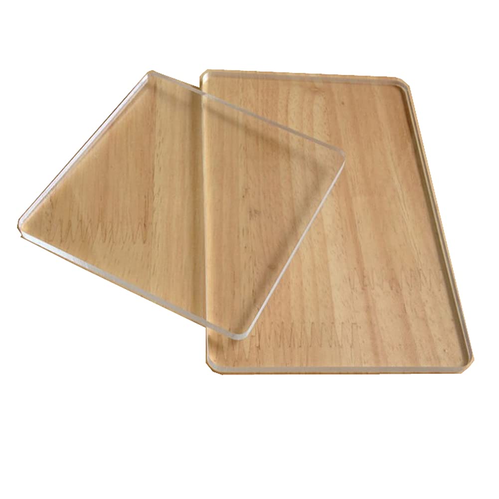lasenersm 2 Pieces Acrylic Sheet Backing Board Clay Backing Board DIY Clay Tools Acrylic Clay Pressure Plate for Clay DIY Art Craft, Rectangle and Square, Clear