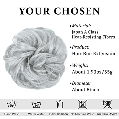 CJL HAIR Pedaço de cabelo grande e bagunçado, ondulado, encaracolado, elástico sintético, rabo-de-ca