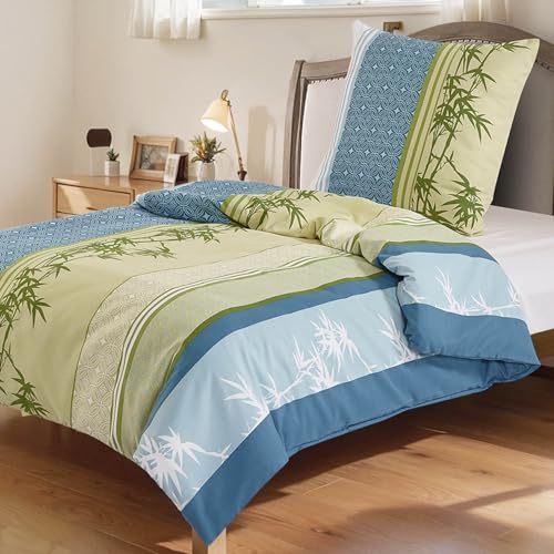 KACEMOO Bettwäsche 135x200 2teilig Set Oeko-TEX Zertifiziert, Grün Bettwäsche-Sets für Einzelbett Hochwertiges Microfaser Bettbezug mit...