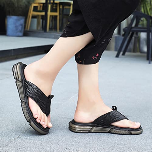 Leather Men Flip-Flops Men Slippers Beach Sandals Comfort Men Casual Shoes Fashion Flip Flops(38 Code)3