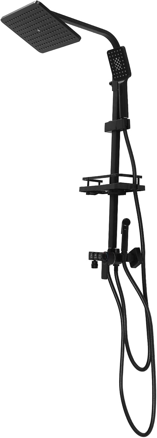 Rainfall Shower System Black Shower Fixtures with 3 Functions Handheld