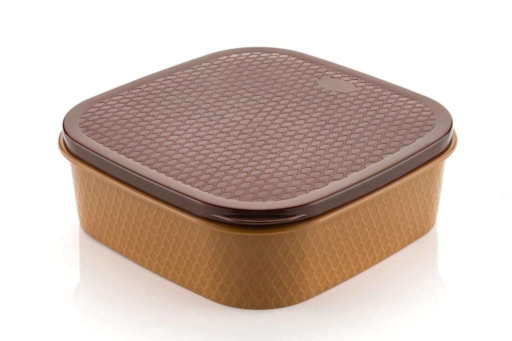 LEAWALL 7 Section Heavy Duty Plastic Masala Box for Kitchen 700ml (Wooden) 1