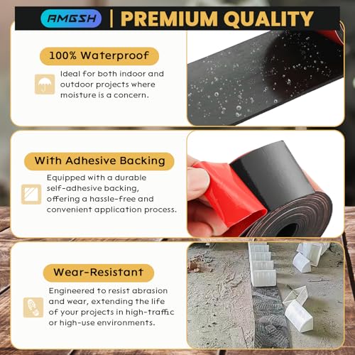 AMGSH 1/16\" Thick × 2\" Wide Neoprene Solid Rubber Strip, Self Adhesvie Solid Strips with Adhesive Backing, Rubber Gasket Material for DIY Gasket, 10Ft (120in) - Thumbnail 3