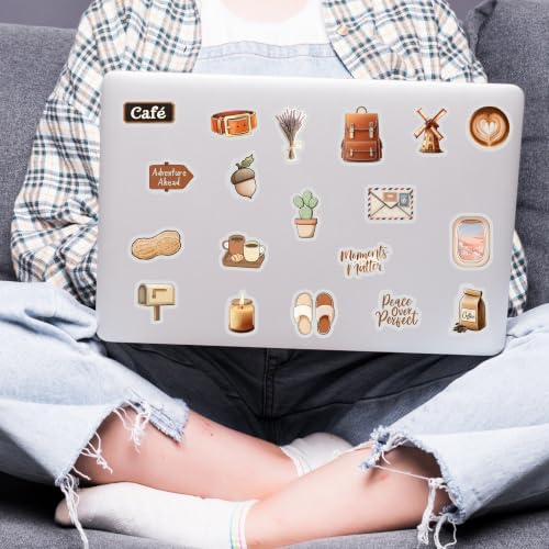 Image of Aesthetic Vintage Sticker Pack of 60 - Waterproof Vinyl Coffee, Cottagecore & Cozy Lifestyle Stickers for Laptop, Journal, Scrapbook, Notebook, Water Bottle & DIY Decoration