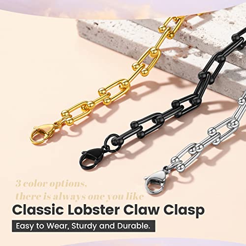 Keystyle Stainless Steel Paperclip Chain Ankle Bracelets, 5Mm U Shaped Link Anklet For Women Girls, 8+2 Inches #TOP5