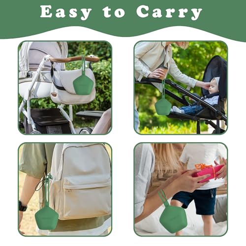 Image of Pacifier Holder Case, Large Capacity Portable Pacifier Storage Case, 100% Food Grade Silicone Pacifier Holder,BPA Free(Green)