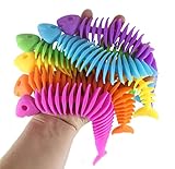 Curious Minds Busy Bags Set of 6 Fish Bone Animal Puffer Stretchy Noodle Toys - Fun Long Stretch Fidget Sensory Toy - Noodles String Fiddle