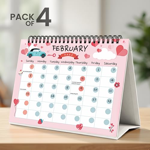 ShootFX Desk Calendar 2026 – Pack of 4 Table Calendar for Home 8.5 x 6 Inches, Study Room & Office, Ideal Yearly Planner for Daily Scheduling