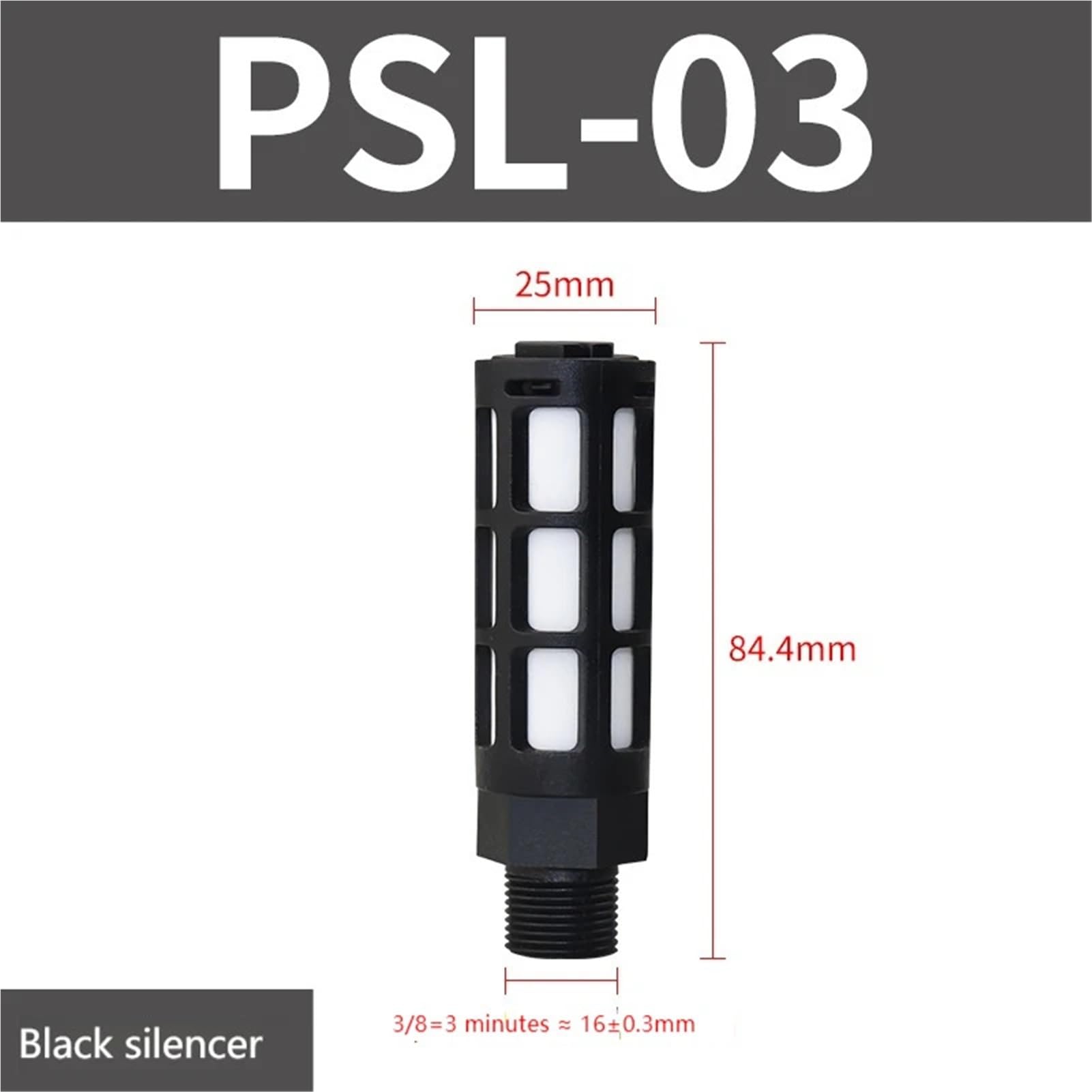 Lot de 10 silencieux d'échappement pneumatiques en plastique, filetage mâle 1/8 1/4 3/8 1/2, filtre insonorisant, verrouillage par glissement for pompe de pulvérisation(P-SL-03 BLACK)