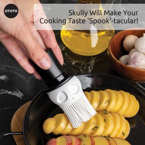 Skully Basting Brush By Ototo - Silicone Pastry Brush, Kitchen Brush, Spooky Gifts, Skull Kitchen Accessories, Food Basting Brush For Cooking - Kitchen Gift, Kitchen Gadgets, Funny Gifts, Unique Gifts #TOP3