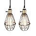 Price comparison product image Buyee® 2*Modern Vintage Industrial Loft Metal Brown Rustic Pendant Light Fittings(Bronze, 2 Pendant Light+2 Bulb)