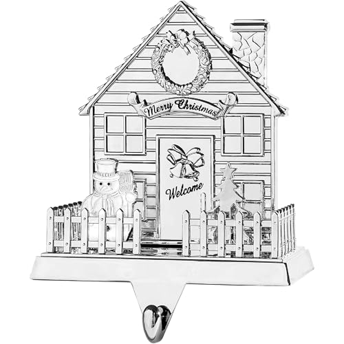 Klikel-Stocking-Holder-House-Christmas-Stocking-Hanger-for-Mantel-Shiny-Winter-House-Christmas-Stocking-Holder-for-Fireplace-Mantle-with-2D-Snowman-and-Tree-Heavy-Stocking-Holder-for-Mantle Klikel Stocking Holder House Christmas Stocking Hanger for Mantel Shiny Winter House Christmas Stocking Holder for Fireplace Mantle with 2D Snowman and Tree Heavy Stocking Holder for Mantle