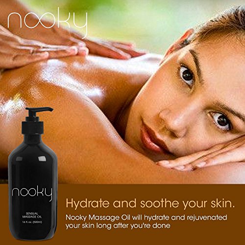 Nooky Massage Oil with 100% Premium Natural Ingredients. Relaxing Essential and Sweet Almond Oils for Massaging 16 ounces