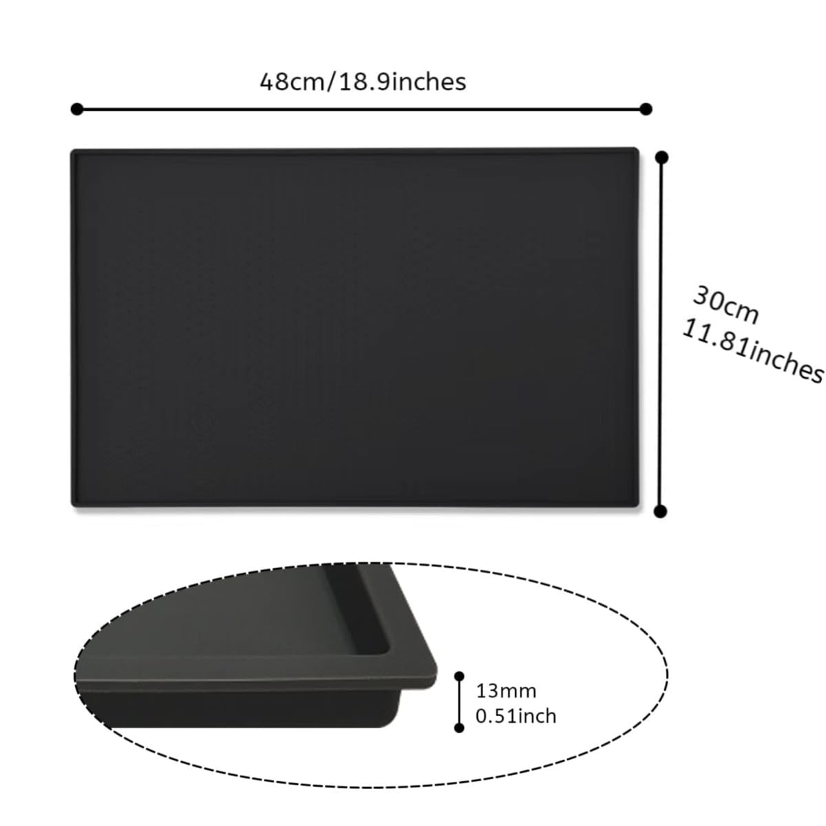 FHzytg Tappetino Per Macchina Da Caffè 60x40 Cm – Assorbente In PU E Terra Di Diatomee, Antiscivolo, Tagliabile, Nero