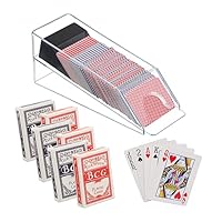 Relaxdays Kartenschlitten, Kartenspender mit 6 Decks, Blackjack Zubehör, HxBxT: 10 x 10 x 29 cm, transparent/schwarz