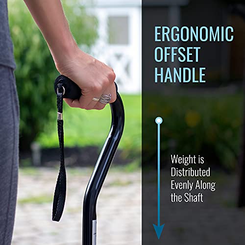 Dmi Walking Cane And Walking Stick For Adult Men And Women, Fsa Eligible, Lightweight And Adjustable From 33-37 Inches, Supports Up To 250 Pounds With Ergonomic Hand Grip And Wrist Strap, Black #TOP3