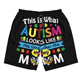 This is What Autism Looks Like, Any Questions Ask My Mom Men's Swim Trunks Bathing Mesh Lining Suit Swimsuits Beach Shorts with Pockets Small