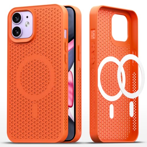 Image of Pikkme Back Cover for iPhone 11 | Honeycomb Cooling Design | Silicone Heat Dissipation | Mag-Safe Compatible | Shockproof Camera Protection Bumper Case (Orange)