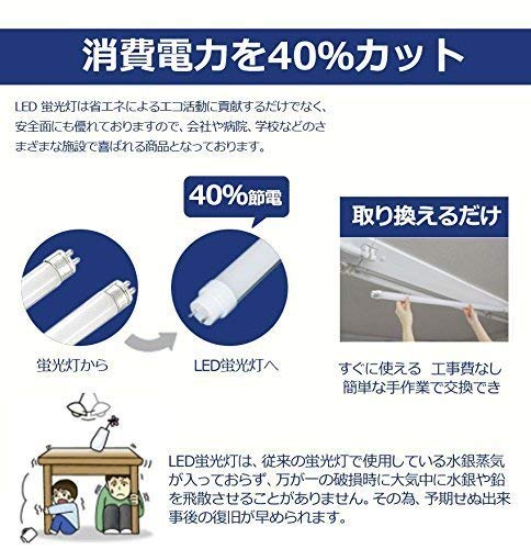 Amazon | 40W形 LED蛍光灯 工事不要 【スタータ形（FL形・FL40SS・EX-N