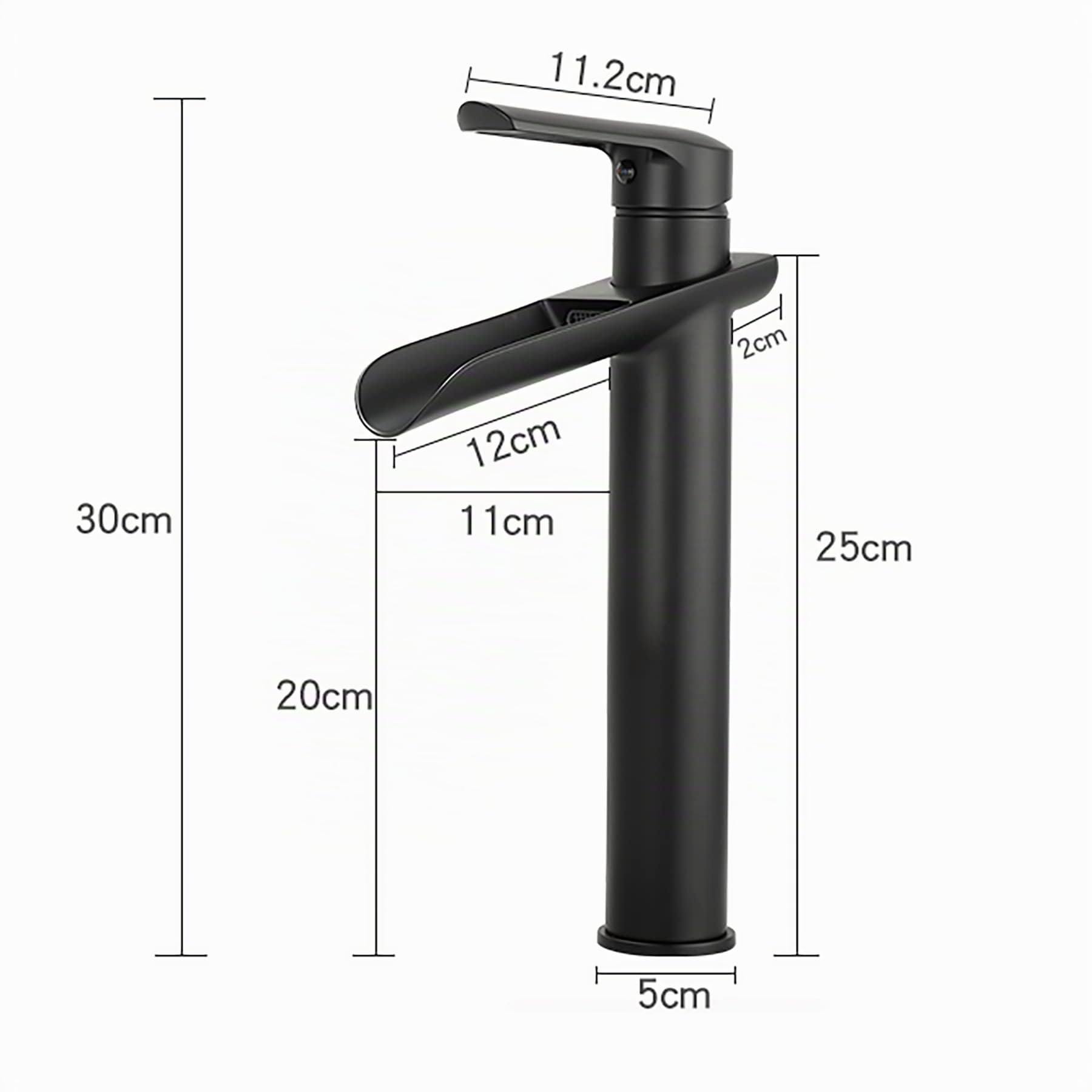 Robinet Cascade Lavabo Noir, Haut Mitigeur Vasque à Poser Salle De Bain, Mitigeur Cascade,mitigeur Lavabo Haut,Laiton (noir)