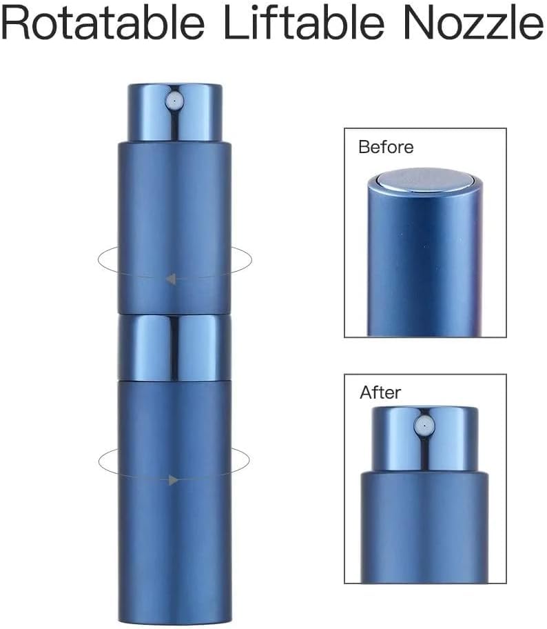Image of 10ML Mini Perfume Atomizer Spray Bottle, Empty Refillable Glass Travel Cologne Sprayer for Men & Women with Refill Tools (Blue /Golden /Silver)