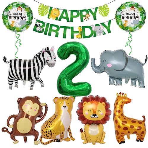 Globos Animales De La Selva, Decoraciones Cumpleaños 2 Año, 10 Piezas Decoración Cumpleaños Animales, Gigante Globo De Papel Aluminio Animal, Globos Safari Para Fiestas Temáticas Del Zoológico