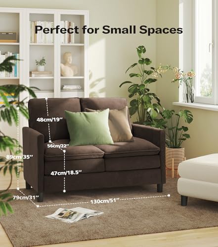 Image of Welzona 3-Layers Cloud Loveseat Sofa, 51 inch Small Couch, Teddy Small Sofa