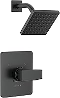 Delta Modern 14 Series Matte Black Shower Faucet Trim Kit T14267-BL-PP - Touch-Clean Full Body Spray Head, Monitor Valve (Rough Sold Separately)
