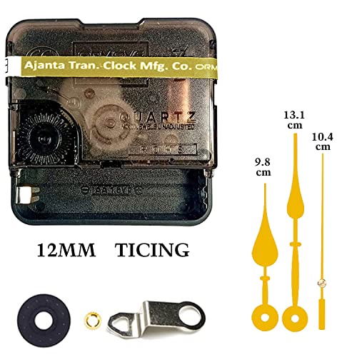 Image of QEWINOX Combo of Ajanta Mfg. Battery Operated Plastic Ticking Wall Clock Movement Machine with Hands (Made in India 100%)(Gold 9) 2 x 5.5 x 5.5 cm; 250 Grams