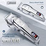 KIKIDO Hair Clippers Professional Cordless for Men, Barber Clippers for Hair Cutting Kit, Wireless LCD Display Hair Trimmers Set, Rechargeable Haircut Machine for Family (Sliver) - Image 3