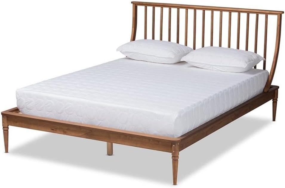 Baxton Studio ABEL Classic and Traditional Transitional Walnut Brown Finished Wood Queen Size Platform Bed, 11499