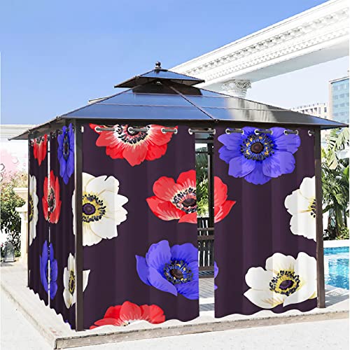 Rideau extérieur coquelicot violet à oeillets isolant pour tonnelle