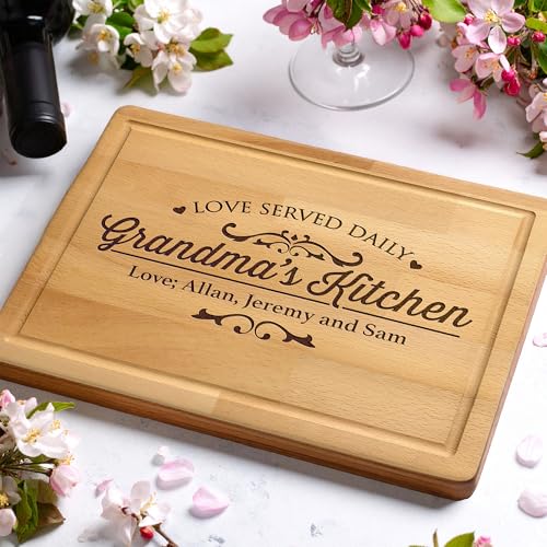 Tabla de Cortar Personalizada para Abuela, Gigi, Mamá o Nana, Regalo para el Día de la Madre o Cumpleaños, Ideal como Regalo para Mamá, con Diseño Floral y Hecha a Mano en EE.UU. miniatura 2