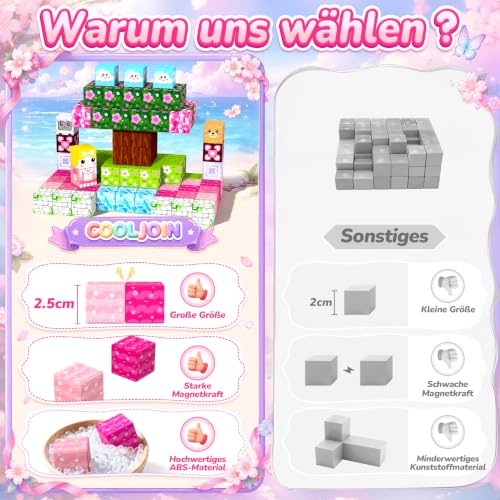 COOLJOIN Magnetische Bausteine - 154Teile 2.5CM Magnetbausteine Abnehmbar – Ansicht 3