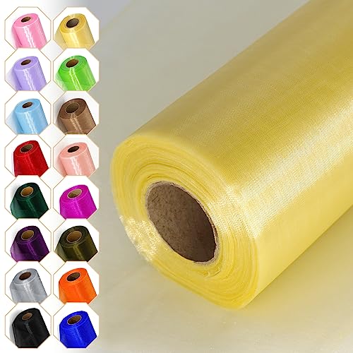 Luceinvita Organza Tulle Fabric Roll 12" X 50 Yards (Antique Gold)